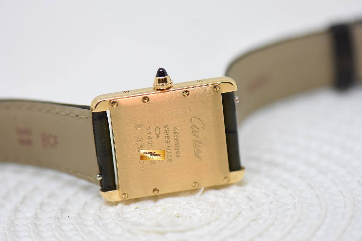 [SOLD] CARTIER TANK LOUIS CARTIER YELLOW GOLD IN LEATHER LARGE MODEL MANUAL WINDING GREEN DIAL JAPAN LIMITED 50Pcs ONLY WGTA0117 (LNIB)