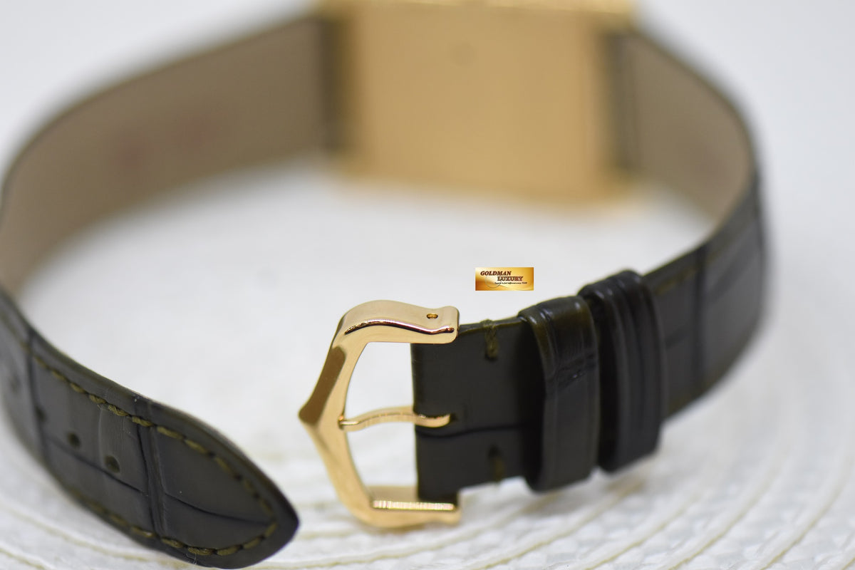 [SOLD] CARTIER TANK LOUIS CARTIER YELLOW GOLD IN LEATHER LARGE MODEL MANUAL WINDING GREEN DIAL JAPAN LIMITED 50Pcs ONLY WGTA0117 (LNIB)