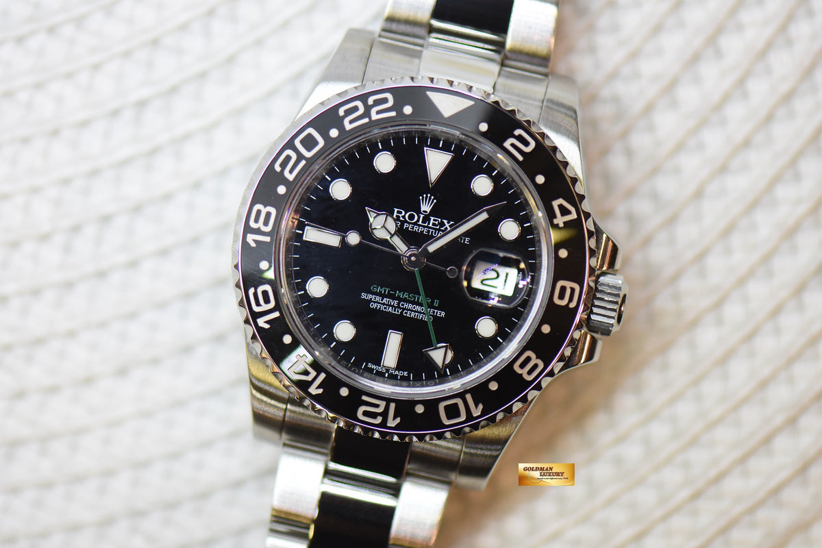[SOLD] ROLEX OYSTER GMT-MASTER II CERAMIC BLACK STEEL IN OYSTER BRACELET 116710LN (MINT)