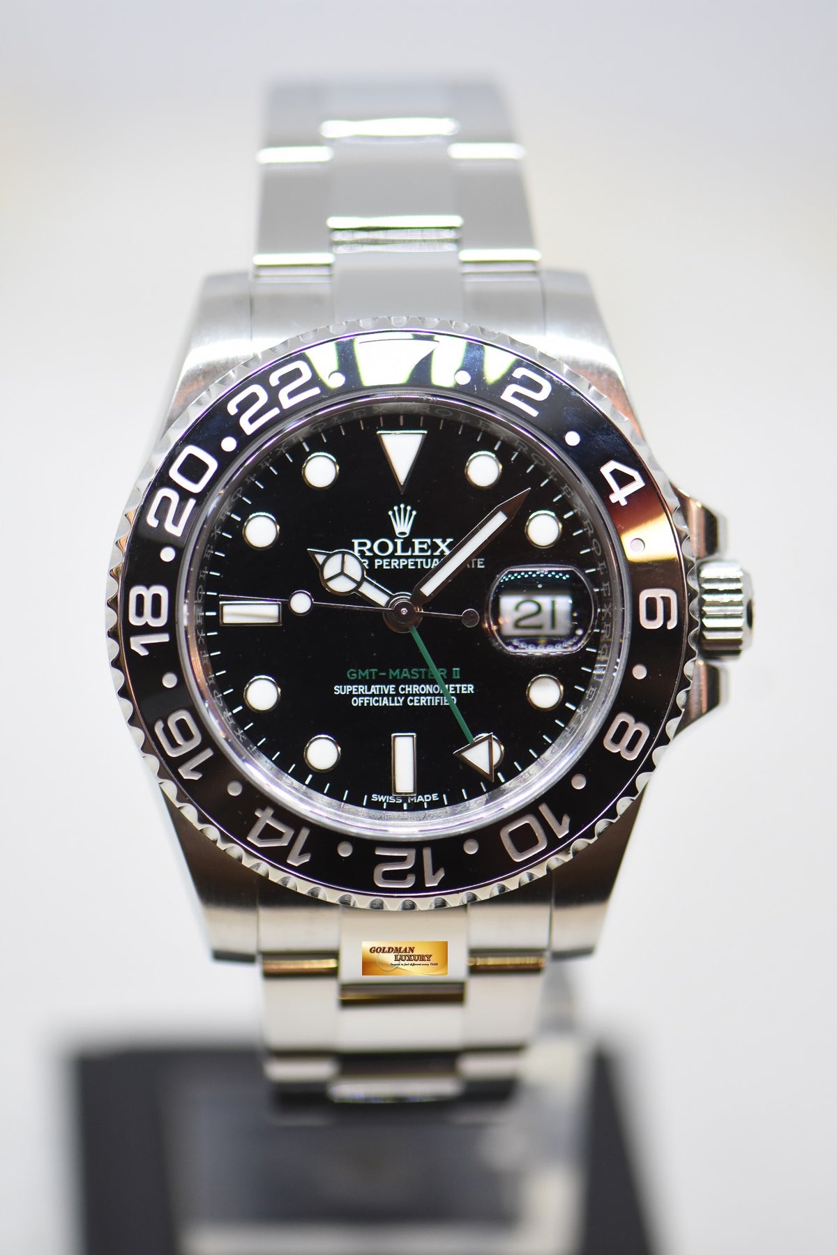 [SOLD] ROLEX OYSTER GMT-MASTER II CERAMIC BLACK STEEL IN OYSTER BRACELET 116710LN (MINT)