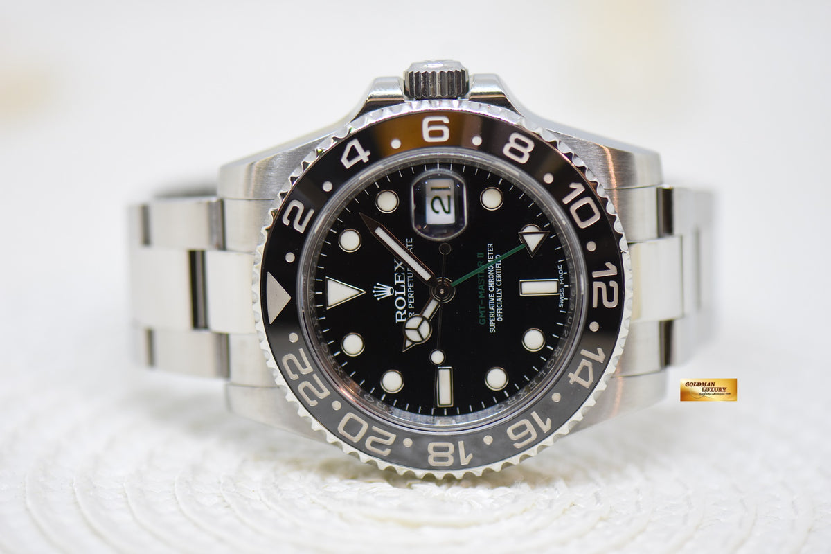 [SOLD] ROLEX OYSTER GMT-MASTER II CERAMIC BLACK STEEL IN OYSTER BRACELET 116710LN (MINT)