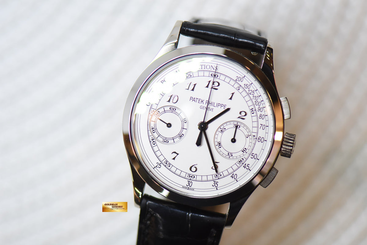[SOLD] PATEK PHILIPPE CHRONOGRAPH 39MM 18K WHITE GOLD IN LEATHER STRAP MANUAL 5170G (MINT)
