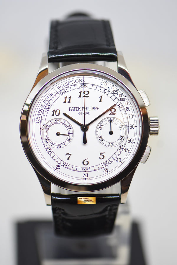 [SOLD] PATEK PHILIPPE CHRONOGRAPH 39MM 18K WHITE GOLD IN LEATHER STRAP MANUAL 5170G (MINT)