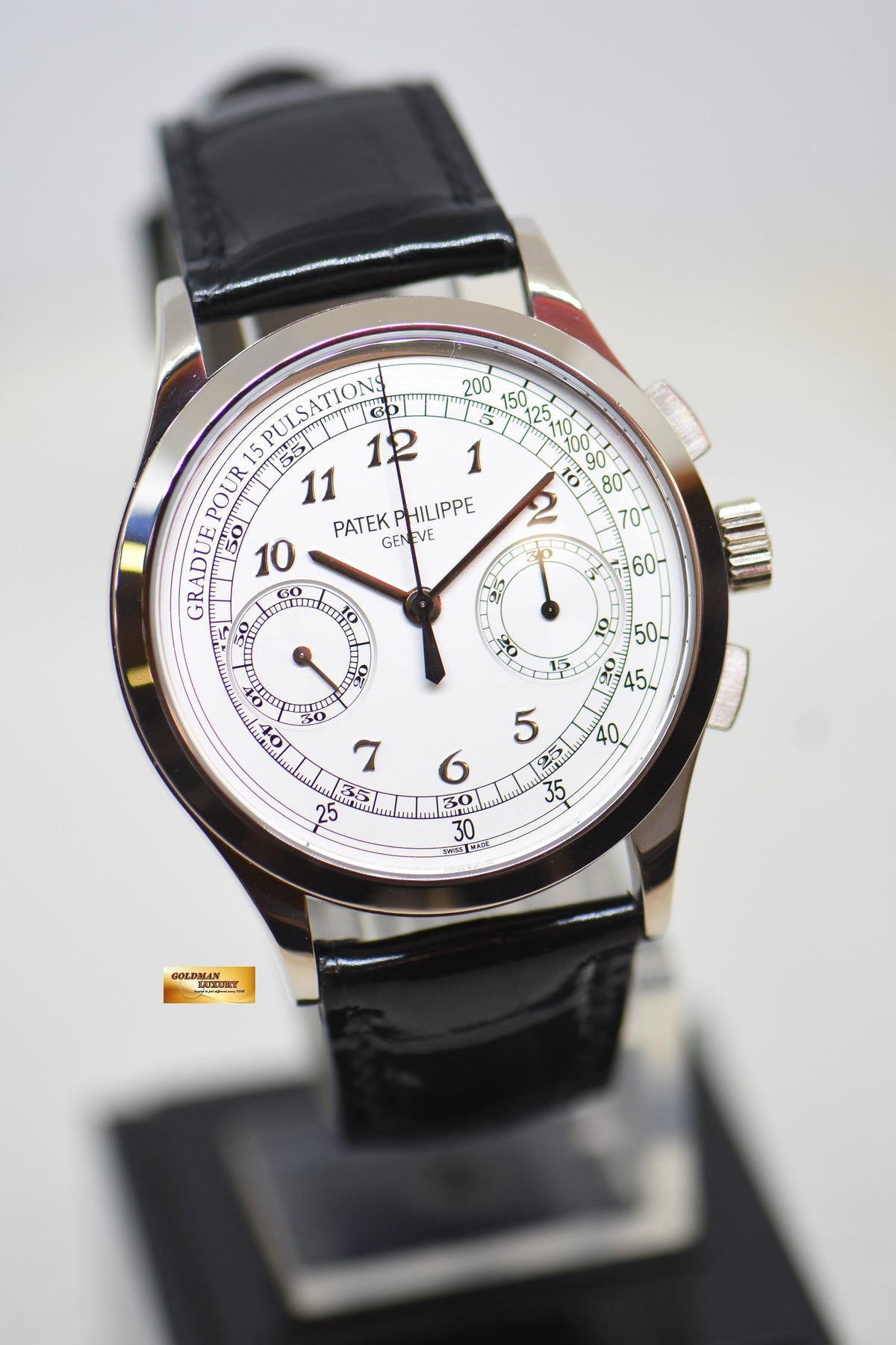 [SOLD] PATEK PHILIPPE CHRONOGRAPH 39MM 18K WHITE GOLD IN LEATHER STRAP MANUAL 5170G (MINT)