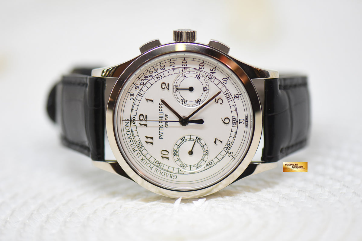 [SOLD] PATEK PHILIPPE CHRONOGRAPH 39MM 18K WHITE GOLD IN LEATHER STRAP MANUAL 5170G (MINT)