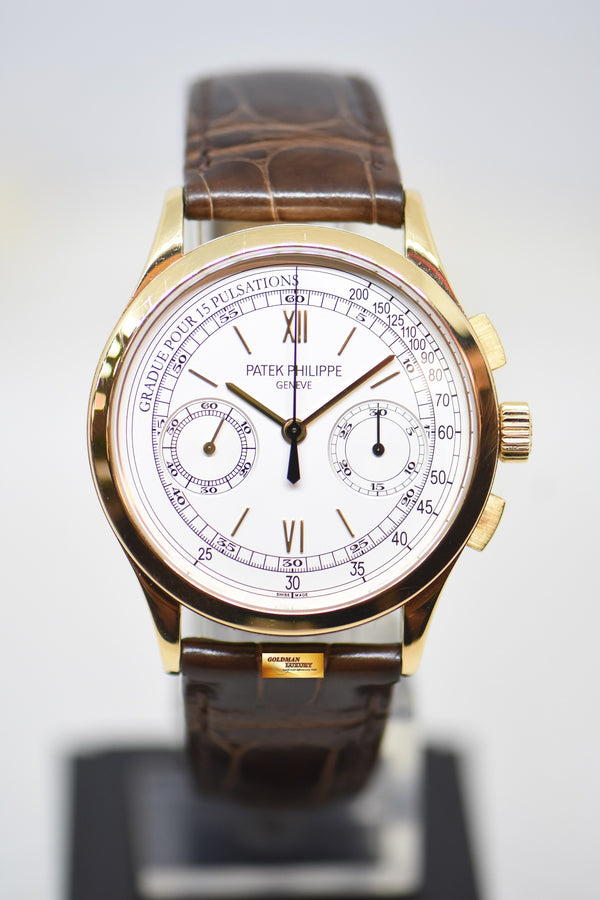 [SOLD] PATEK PHILIPPE CHRONOGRAPH 39MM 18K YELLOW GOLD IN LEATHER STRAP MANUAL 5170J (MINT)