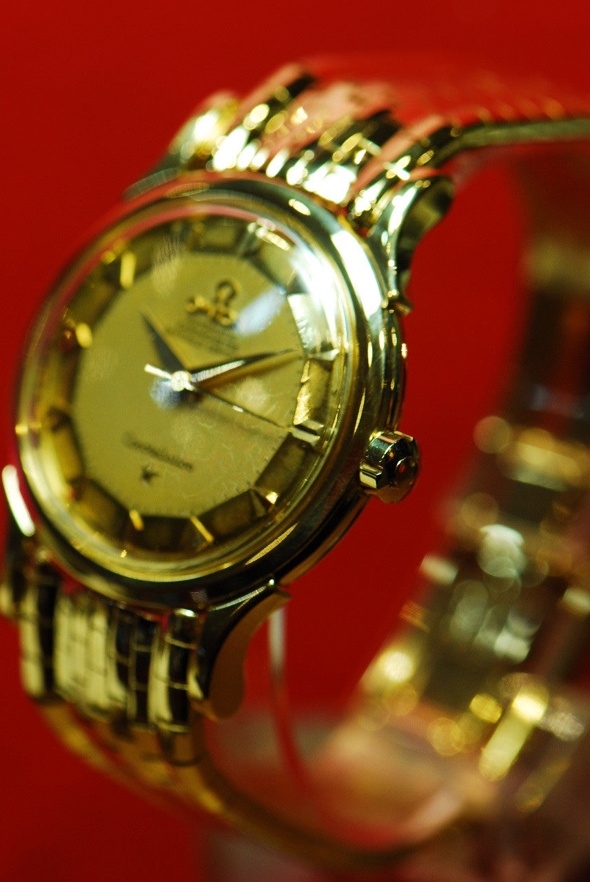 [SOLD] OMEGA CONSTELLATION STAR PIE-PAN 18K YELLOW GOLD GENTS AUTOMATIC (MINT)