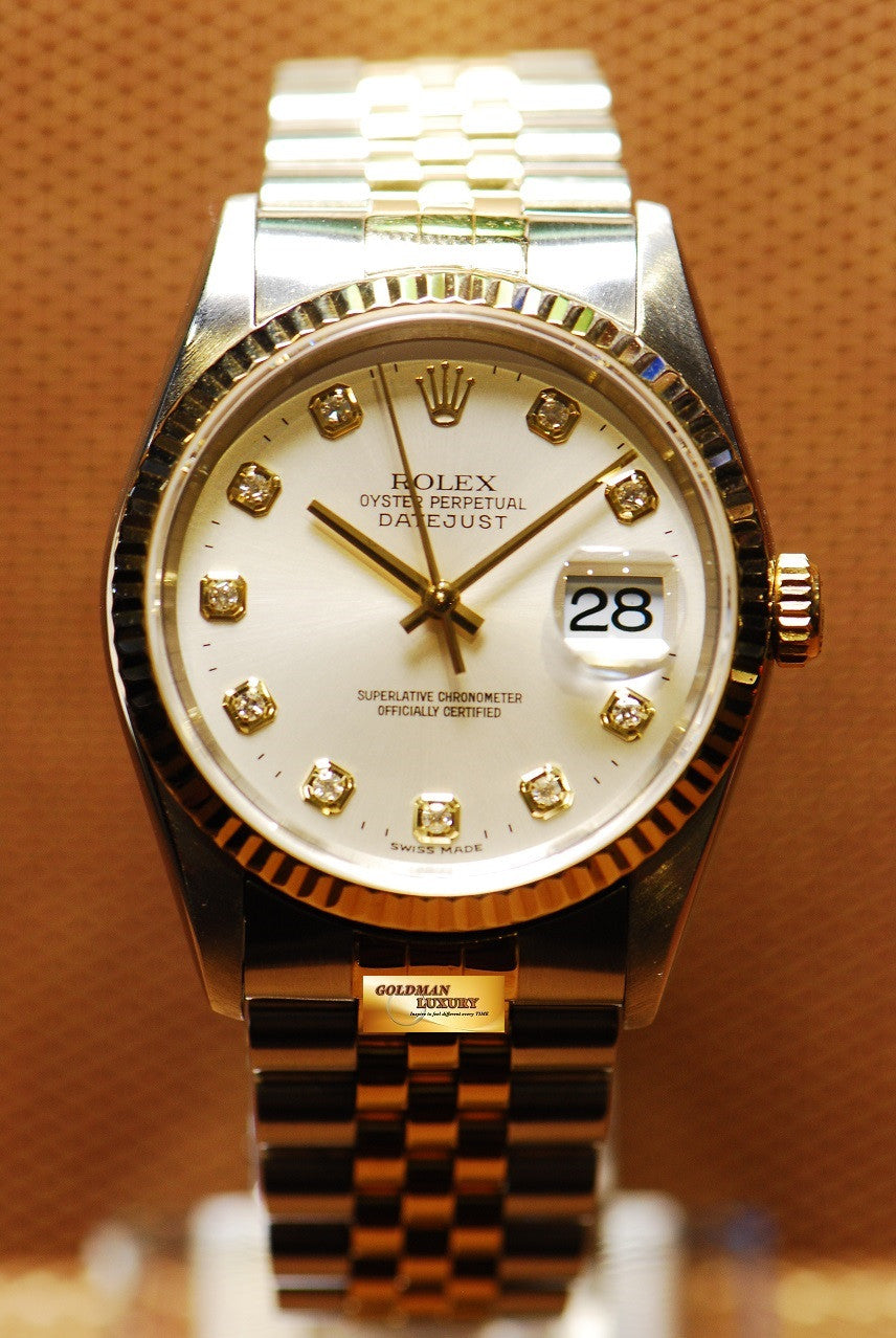 [SOLD] ROLEX OYSTER PERPETUAL DATEJUST HALF-GOLD DIAMOND DIAL Ref : 16233 (NEAR MINT)