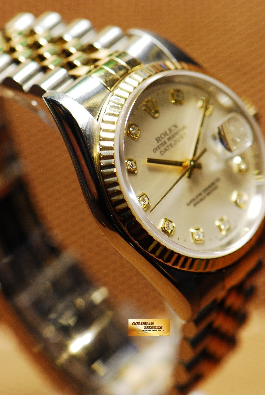 [SOLD] ROLEX OYSTER PERPETUAL DATEJUST HALF-GOLD DIAMOND DIAL Ref : 16233 (NEAR MINT)