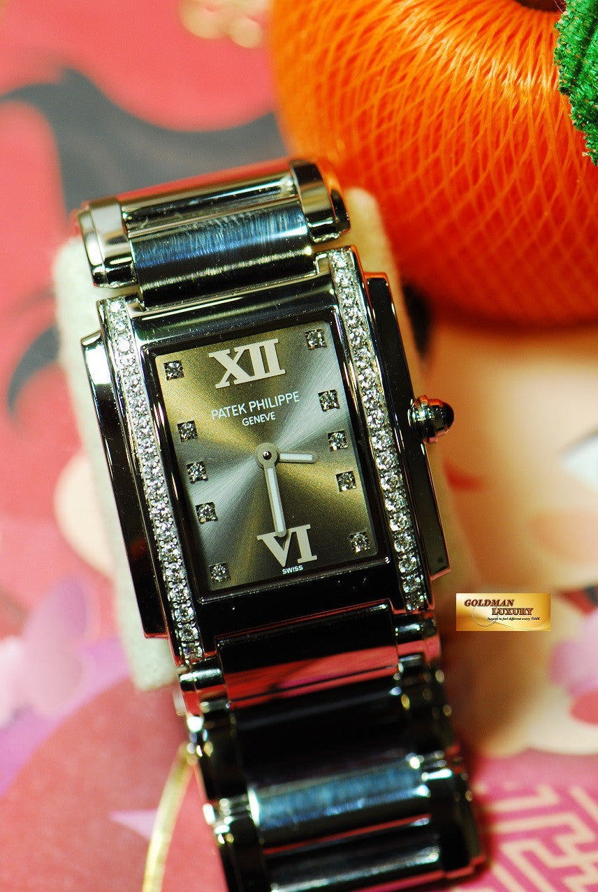 [SOLD] PATEK PHILIPPE TWENTY – 4 LADIES DIAMONDS GREY QUARTZ (NEAR MINT)