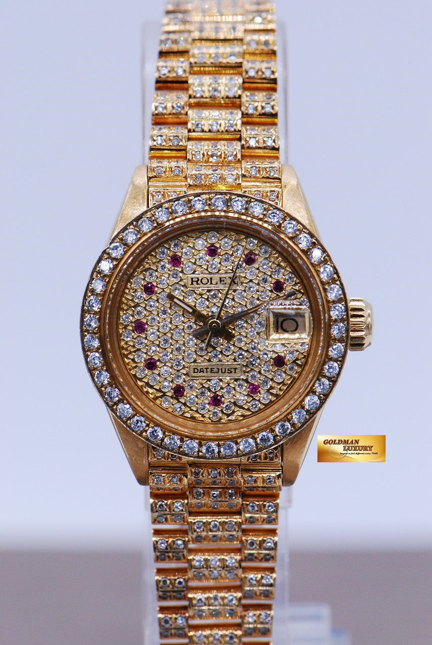 [SOLD] ROLEX OYSTER PERPETUAL DATEJUST LADIES 18K YELLOW GOLD FULL PAVED DIAMOND (MINT)