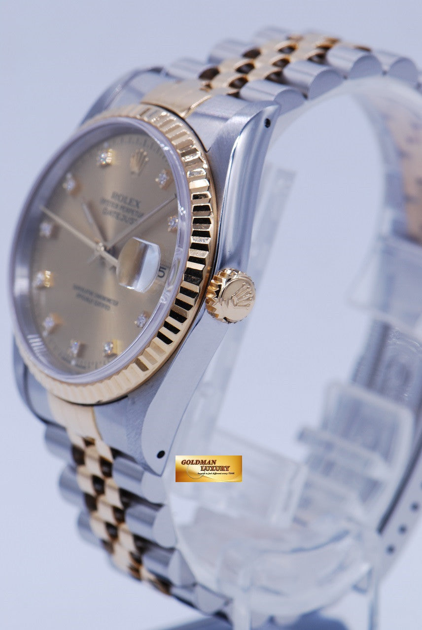 [SOLD] ROLEX OYSTER DATEJUST GOLD DIAMOND DIAL HALF-GOLD Ref 16233 (MINT)