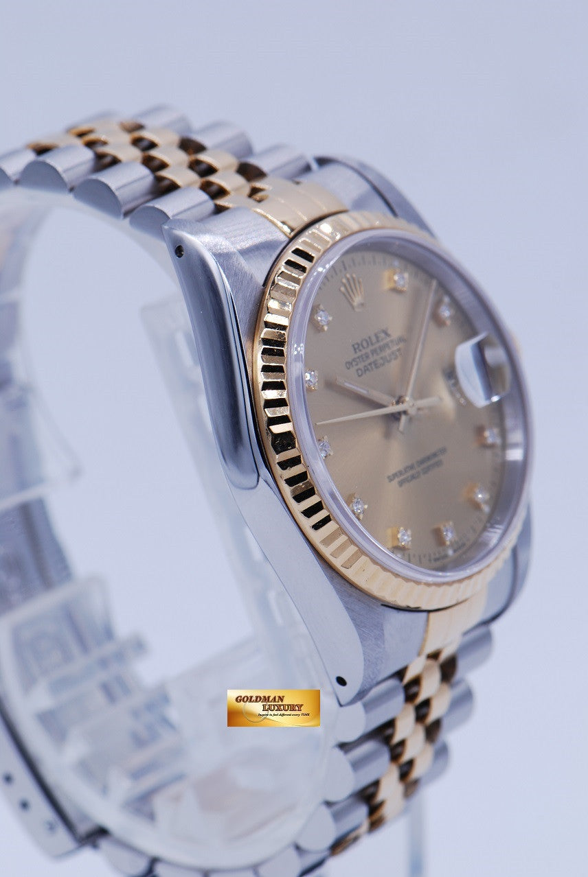 [SOLD] ROLEX OYSTER DATEJUST GOLD DIAMOND DIAL HALF-GOLD Ref 16233 (MINT)