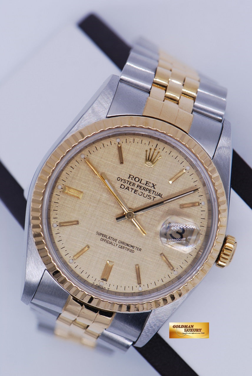 [SOLD]  ROLEX OYSTER DATEJUST 36mm GENTS HALF-GOLD ROMAN DIAL Ref : 16233 (NEAR MINT)