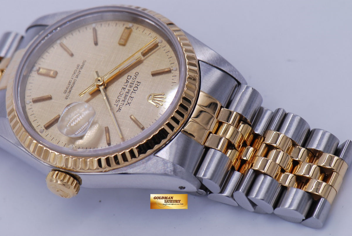 [SOLD]  ROLEX OYSTER DATEJUST 36mm GENTS HALF-GOLD ROMAN DIAL Ref : 16233 (NEAR MINT)