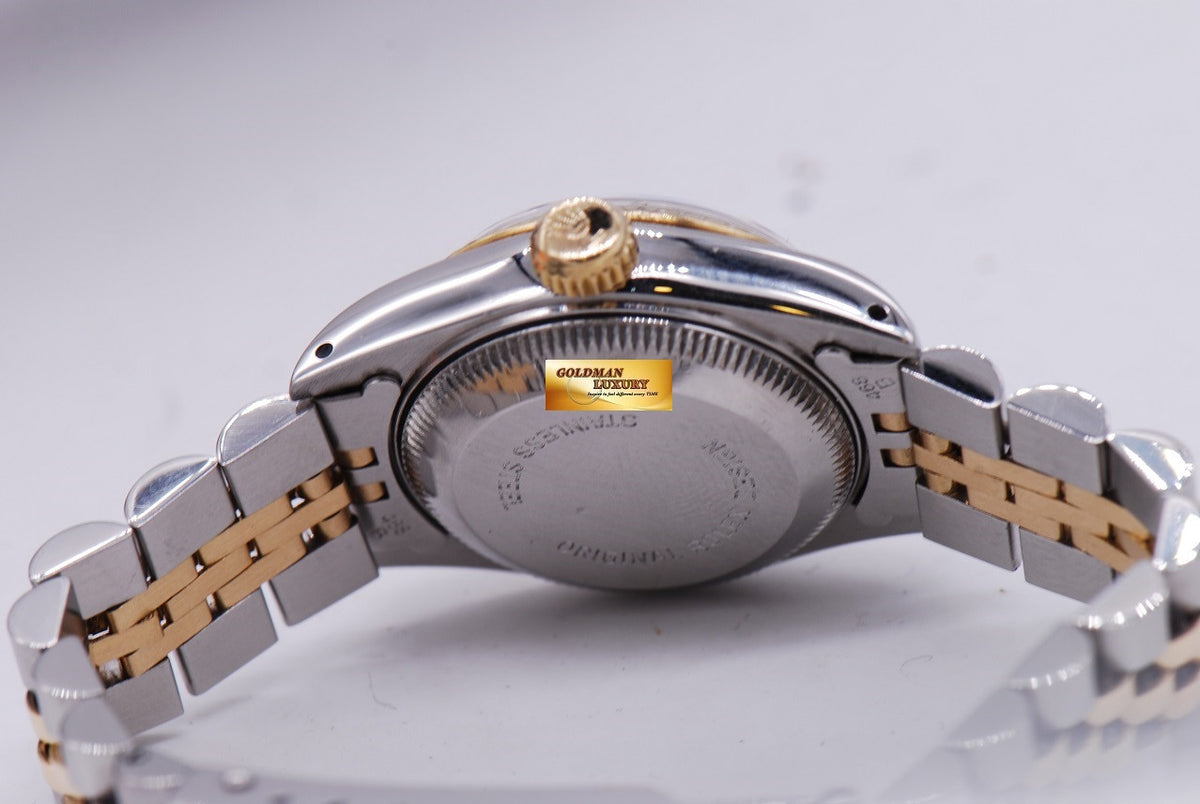 [SOLD] ROLEX OYSTER PERPETUAL DATEJUST HALF-GOLD LADIES BLUE DIAMOND DIAL Ref 69173 (NEAR MINT)