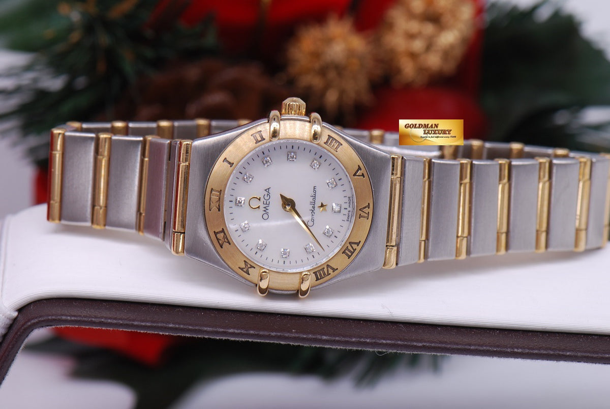 [SOLD] OMEGA CONSTELLATION HALF-GOLD 22mm LADIES MOP DIAMONDS DIAL QUARTZ (MINT)