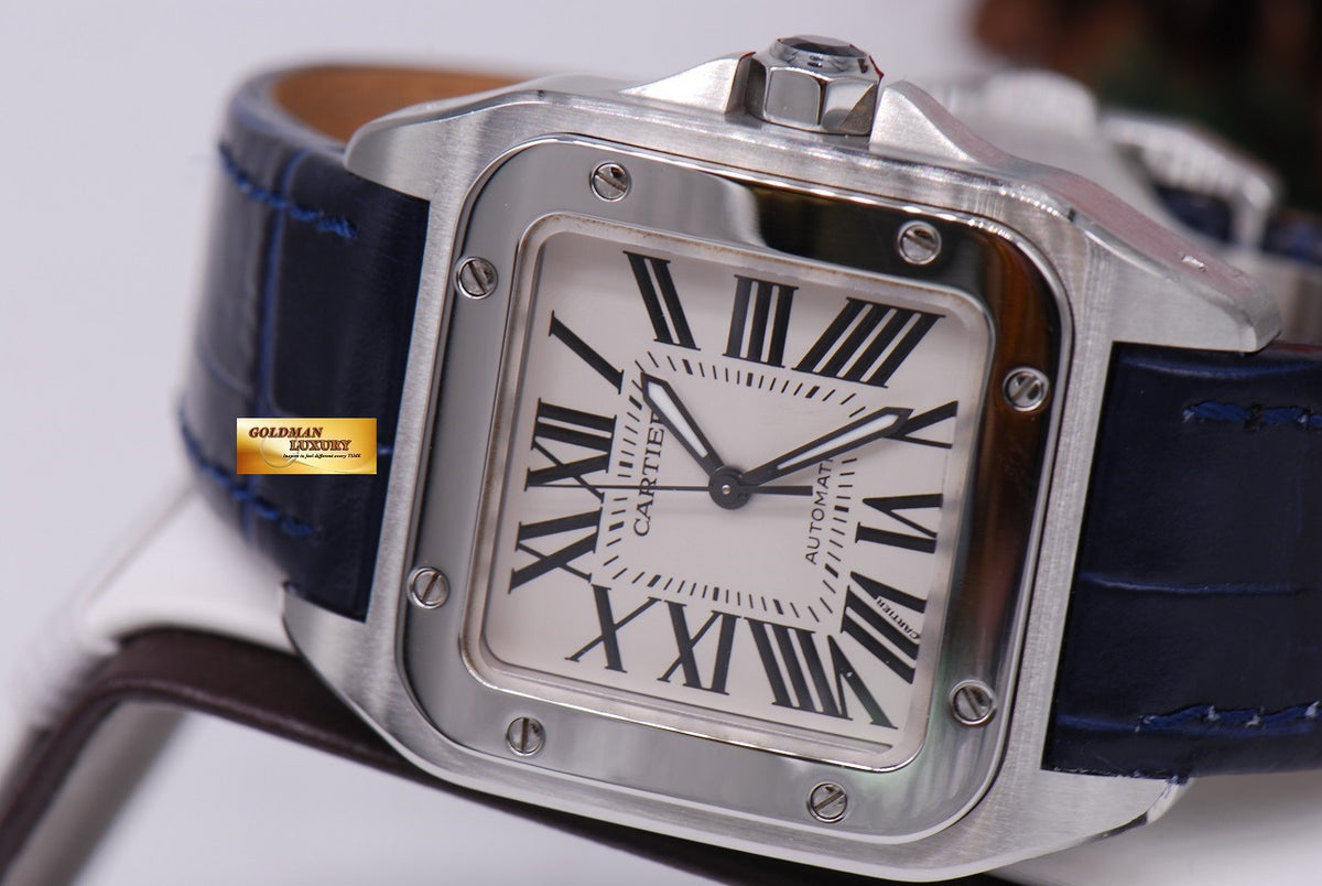 [ SOLD ] CARTIER SANTOS 100 MIDSIZE AUTOMATIC BLUE