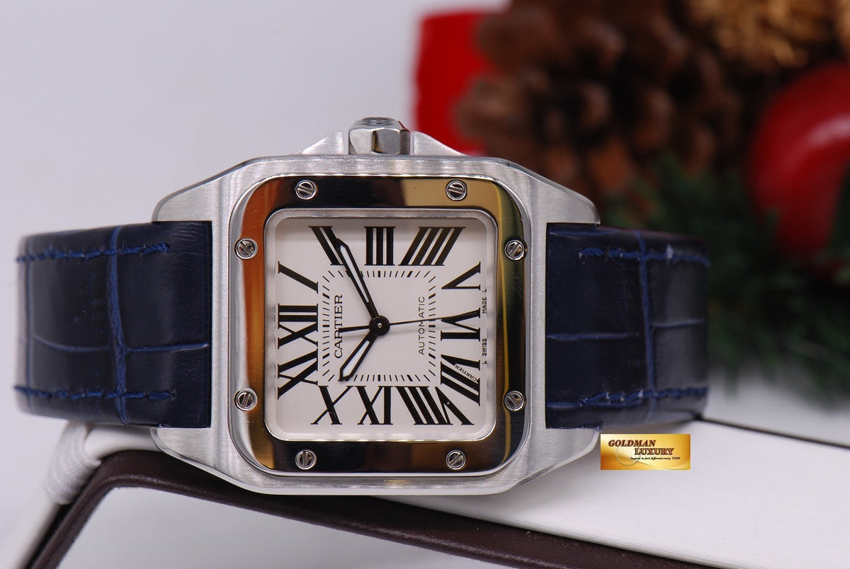 [ SOLD ] CARTIER SANTOS 100 MIDSIZE AUTOMATIC BLUE