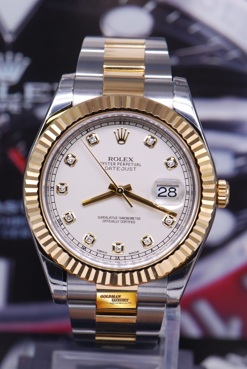 SOLD ROLEX OYSTER PERPETUAL DATEJUST II HALF GOLD DIAMOND DIAL