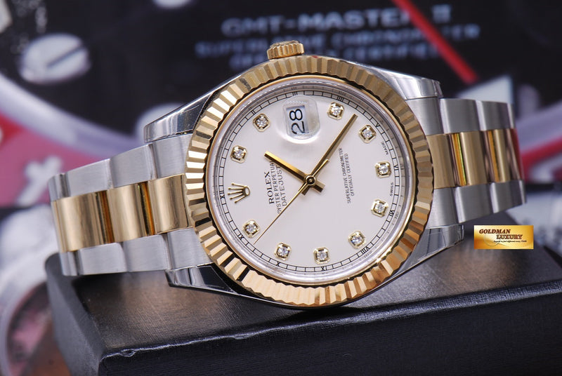 SOLD ROLEX OYSTER PERPETUAL DATEJUST II HALF GOLD DIAMOND DIAL
