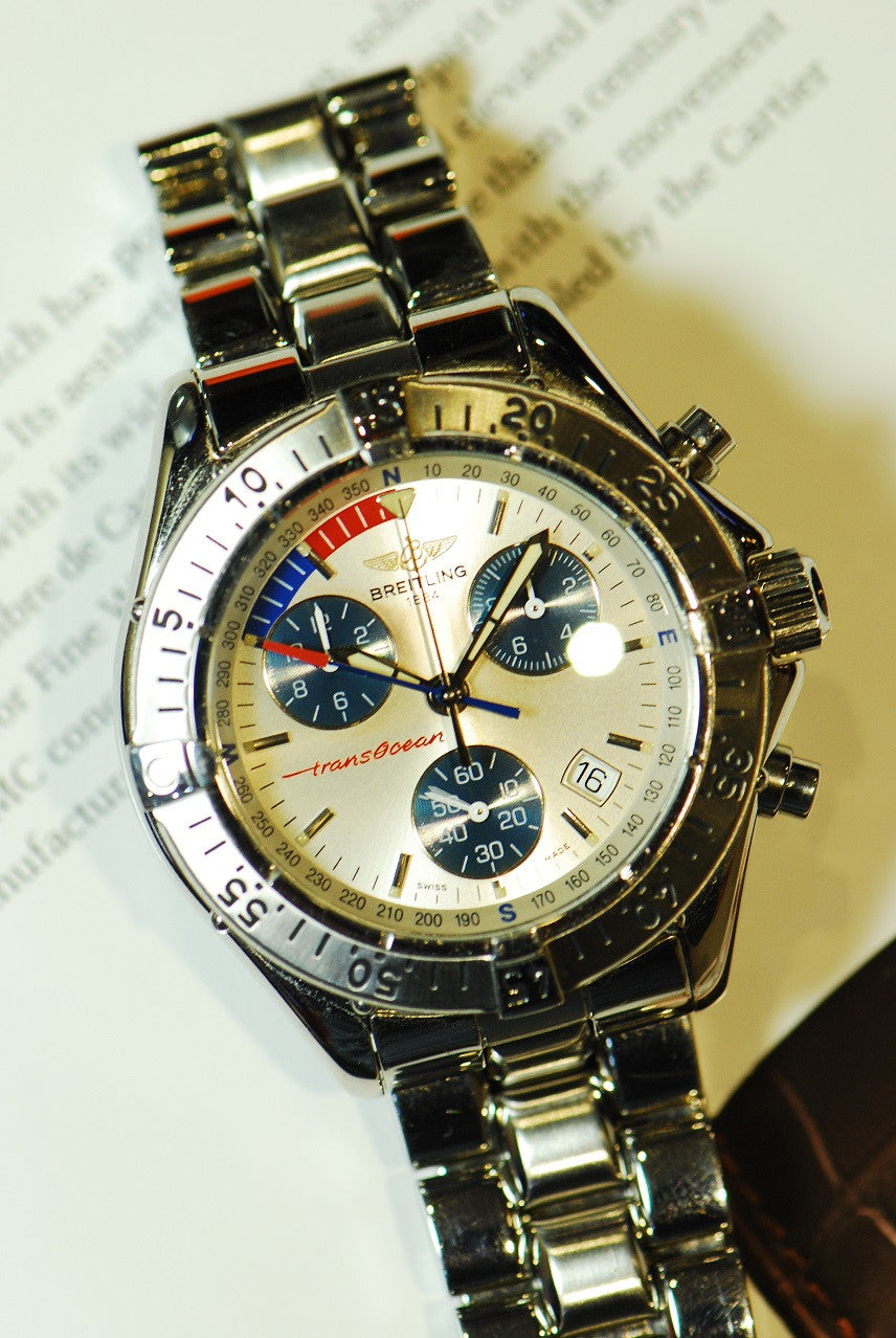 [SOLD] BREITLING TRANSOCEAN CHRONOGRAPH SILVER QUARTZ