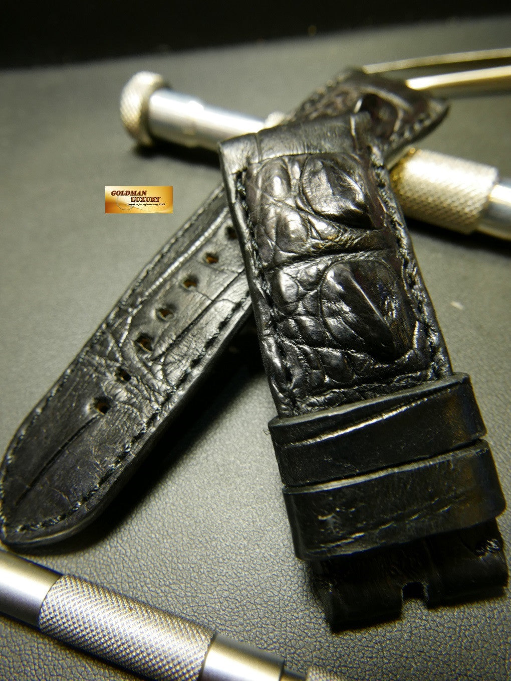 PANERAI HORNBACK ALLIGATOR STRAP BLACK Goldman Luxury